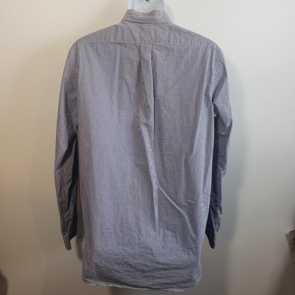 Ralph Lauren Mens Blue Gingham Check Button Down Shirt Large L Yellow Pony/R88 - Picture 6 of 8